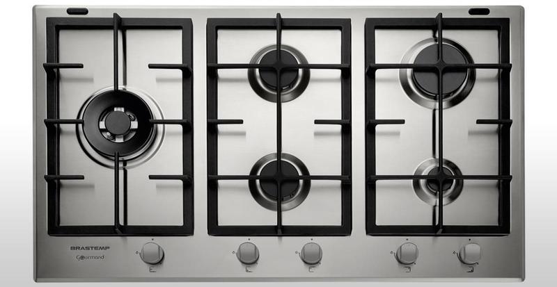 Imagem de Cooktop Gourmand Inox 5 Bocas 90 cm a Gás BDK90 Brastemp