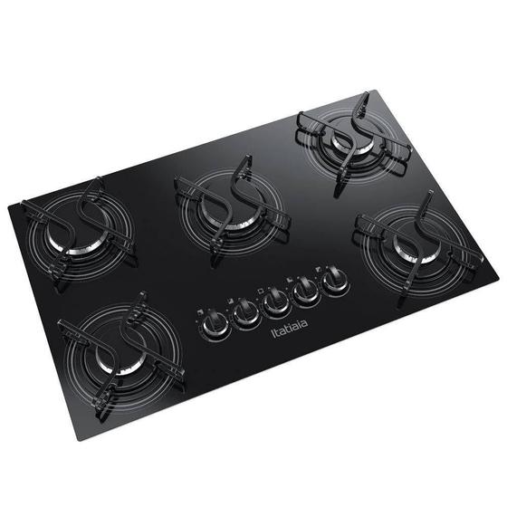 Imagem de Cooktop Itatiaia 5 Bocas Vidro Preto Chama Rápida Bivolt