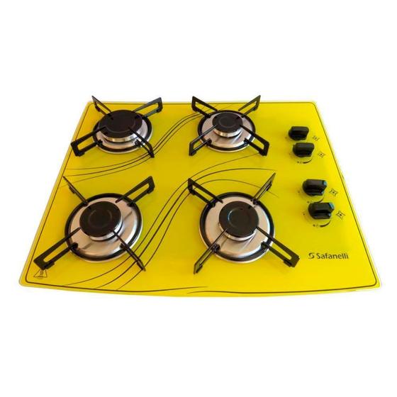 Cooktop 4 Bocas Safanelli Amarelo - Lines - Gás Bivolt - Fca401 Cooktop 4 Bocas Safanelli Amarelo - Lines - Gás Bivolt - Fca401