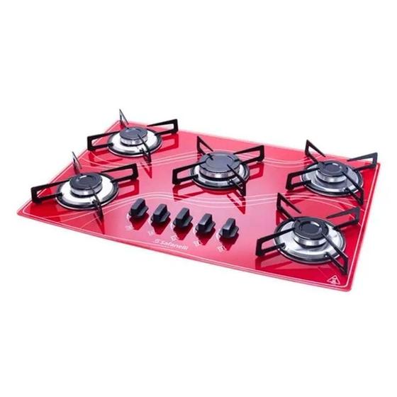 Cooktop 5 Bocas Safanelli Vermelho - Lines - Gás Bivolt Cooktop 5 Bocas Safanelli Vermelho - Lines - Gás Bivolt