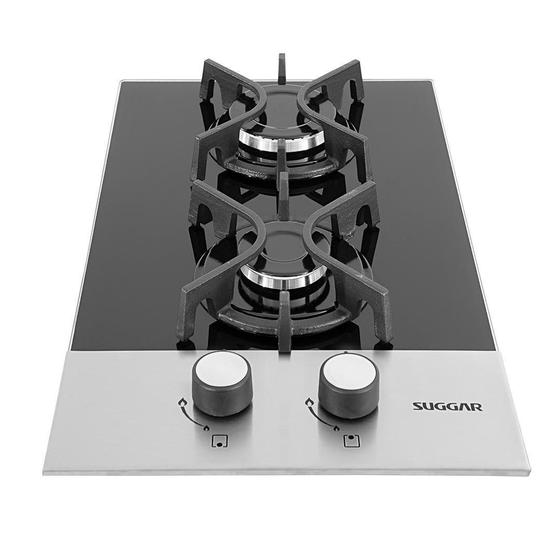 Cooktop Mesa Vidro E Inox 2Q À Gas Fg2002Fvpix Suggar Bivolt Menor preço em Cooktop Mesa Vidro E Inox 2Q À Gas Fg2002Fvpix Suggar Bivolt