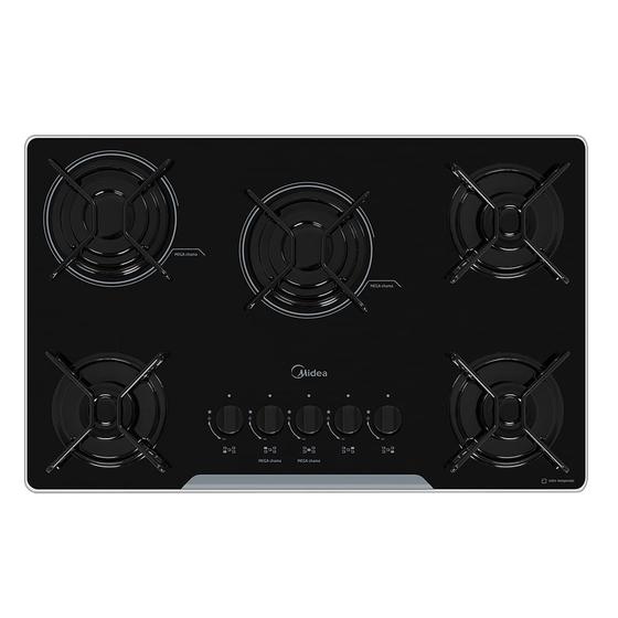 Cooktop Midea 5 Bocas com Mesa de Vidro Preto MDGV50 Bivolt Cooktop
