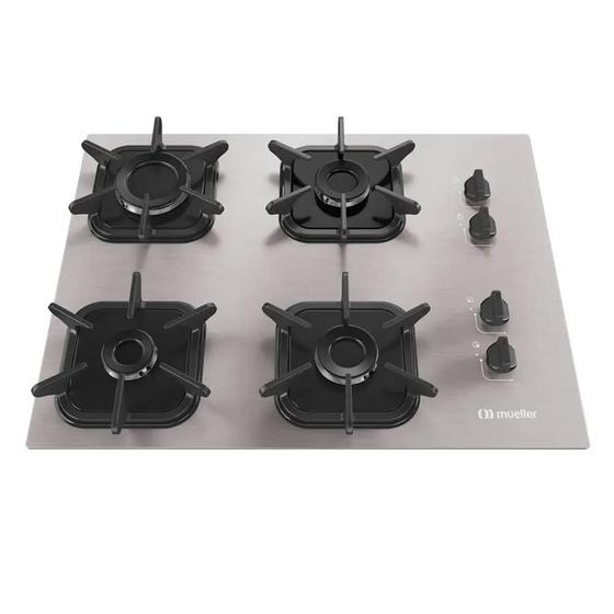 Imagem de Cooktop Mueller 4 Bocas com Queimador Ultra Chama MCG4BK Alumínio