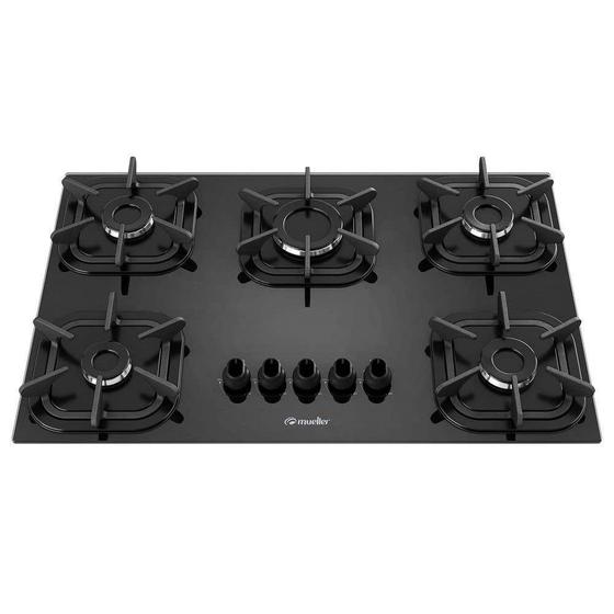 Imagem de Cooktop Mueller 5 Bocas com Queimador Ultra Chama Preto Bivolt