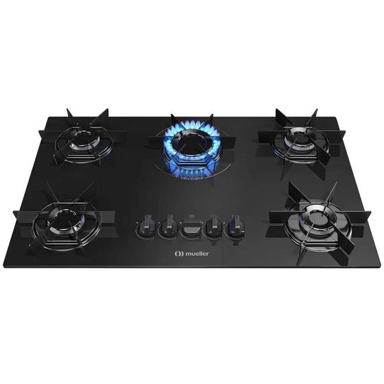 Imagem de Cooktop Mueller 5 Bocas Mesa de Vidro Temperado MCG5BB Preto Bivolt