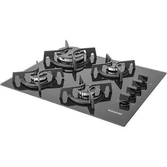 Cooktop Suggar 4 Bocas Trich Ferro Fundido Vidro Preto Bivolt FG4404FVP Menor preço em Cooktop Suggar 4 Bocas Trich Ferro Fundido Vidro Preto Bivolt FG4404FVP
