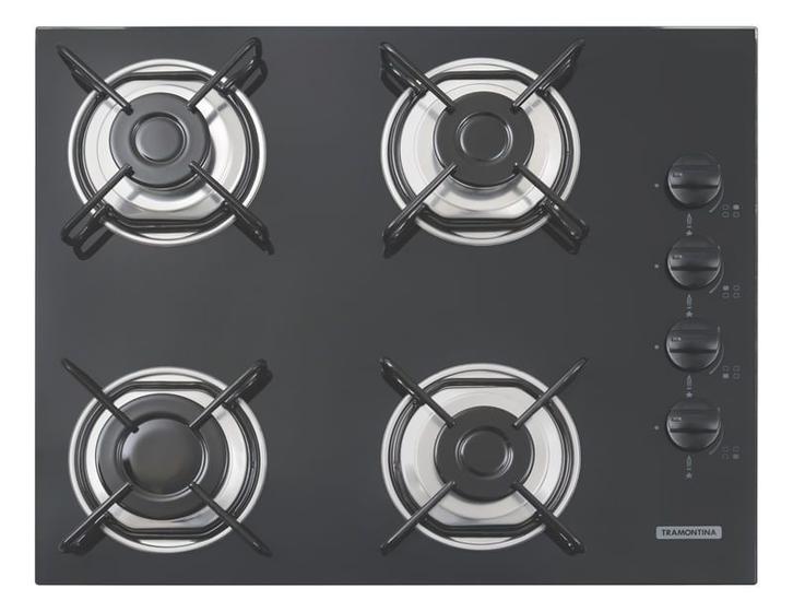 Cooktop Tramontina 4GG 55 Preto 4 Bocas Bivolt Menor preço em Cooktop Tramontina 4GG 55 Preto 4 Bocas Bivolt