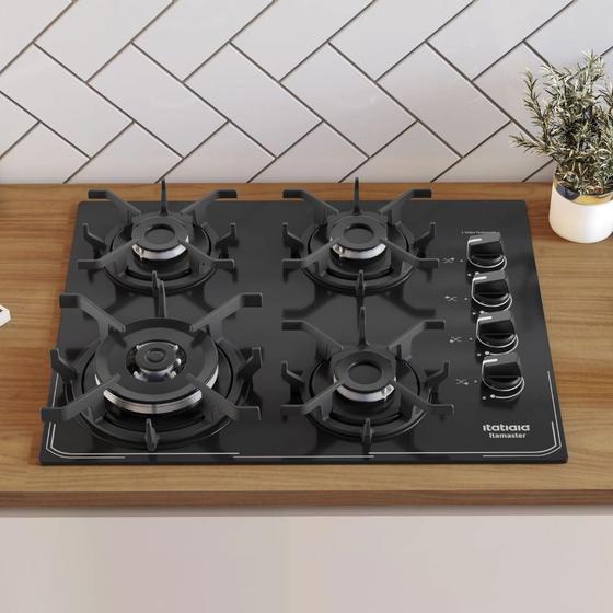 Cooktop Tripla Chama Itatiaia Itamaster 4 Bocas Vidro Temperado Preto