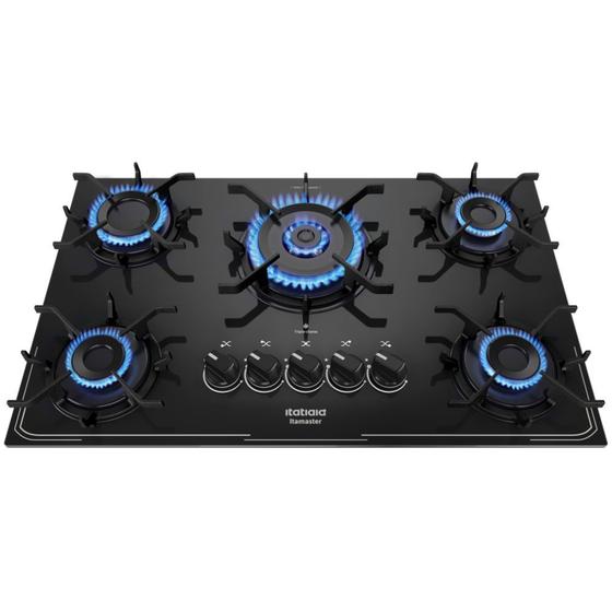 Imagem de Cooktop Tripla Chama Itatiaia Itamaster 5 Bocas Vidro Temperado Preto Bivolt