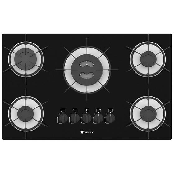 Imagem de Cooktop Venax Arena 5 Queimadores Preto e Branco GLP 10641