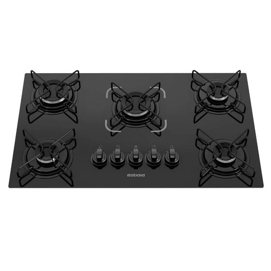 Cooktop Vidro Temperado 5 Bocas Essencial Preto Itatiaia Menor preço em Cooktop Vidro Temperado 5 Bocas Essencial Preto Itatiaia