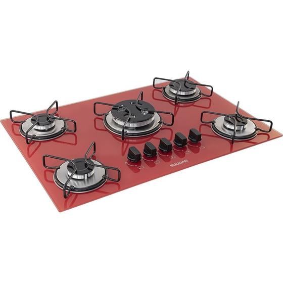 Cooktop 5 Bocas Suggar Vermelho - Tripla Chama - Gás Bivolt - Fg5305avm Cooktop 5 Bocas Suggar Vermelho - Tripla Chama - Gás Bivolt - Fg5305avm