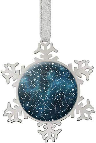 Imagem de Cool Blue Night Sky Galaxy Padrão Desaúdo Ornamentos de Flocos de Natal Personalizados Decoração de Árvore de Natal Decoração de Aço Inoxidável