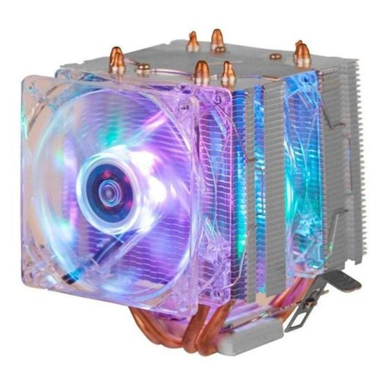 Imagem de Cooler Duplo Fan Cpu DEX DX-9206W LED  P/ Intel e Amd