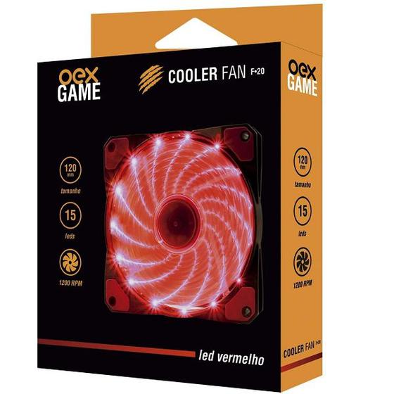 Imagem de Cooler FAN 120MM Vermelho 15 LEDS OEX F20