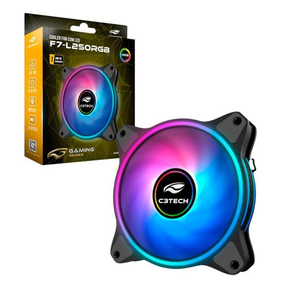 Imagem de Cooler Fan C3Tech F7-L250Rgb, 120Mm, Conector Argb 6 Pinos