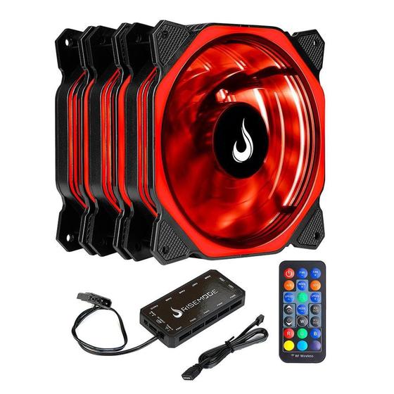 Imagem de Cooler Fan Rise Mode RGB Aura, 3 Unidades, 120mm, Preto - RM-AU-02-RGB