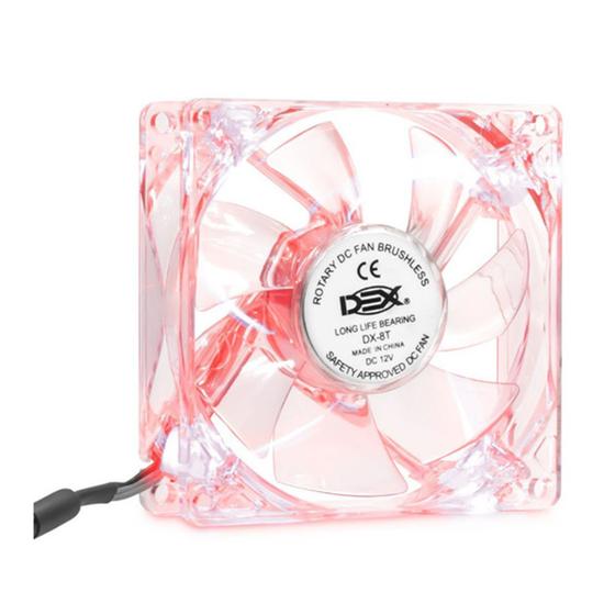 Imagem de Cooler Fan Transparente 80mm LED 12v Molex 3 Pinos DEX Cor a Escolher