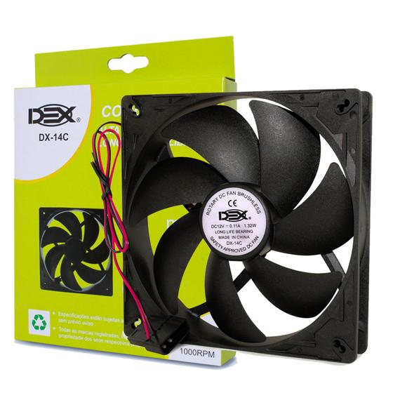 Cooler Fan Ventoinha DEX DX-14C c/ Rolamento 140x140x25mm 14cm Pc Fonte Gabinete Desktop Menor preço em Cooler Fan Ventoinha DEX DX-14C c/ Rolamento 140x140x25mm 14cm Pc Fonte Gabinete Desktop