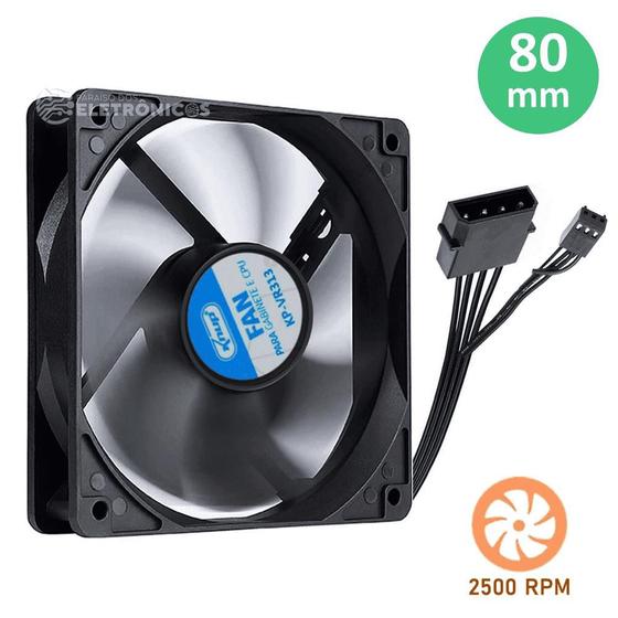 Imagem de Cooler Gabinete Ou Cpu 2500 Rpm Silencioso 80mm Alta Ventilação KPVR313