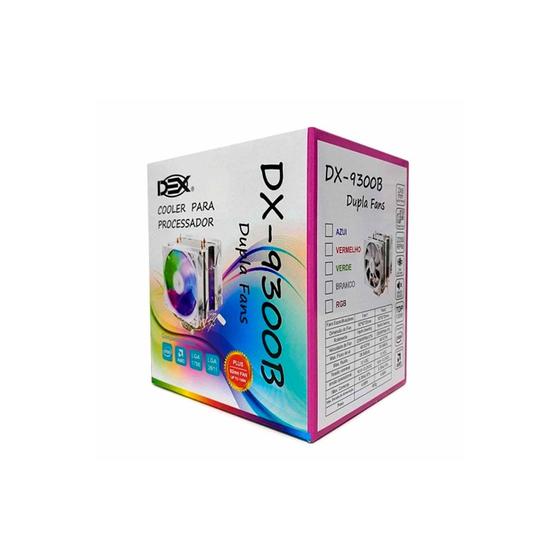 Imagem de Cooler Gamer Universal Duplo Fan Azul Com Led Dex - Dx-9300b-az