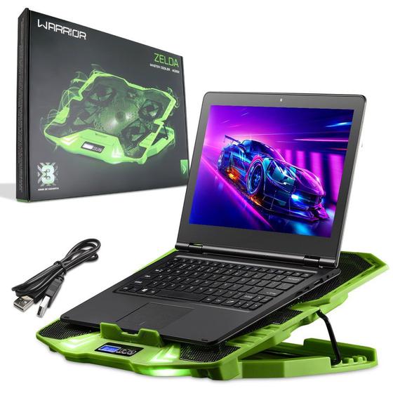 Cooler Para Notebook Gamer AtÉ 17' Warrior Com Led Verde - Ac292 Menor preço em Cooler Para Notebook Gamer AtÉ 17' Warrior Com Led Verde - Ac292