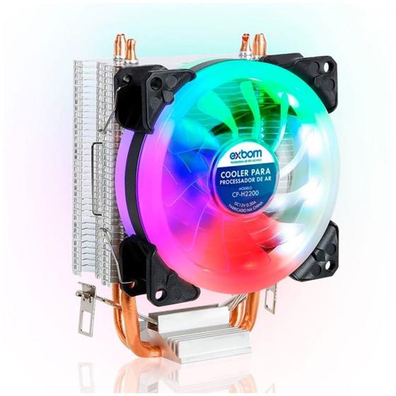 Imagem de Cooler para processador com 2 tubos heatpipes rgb exbom h2200