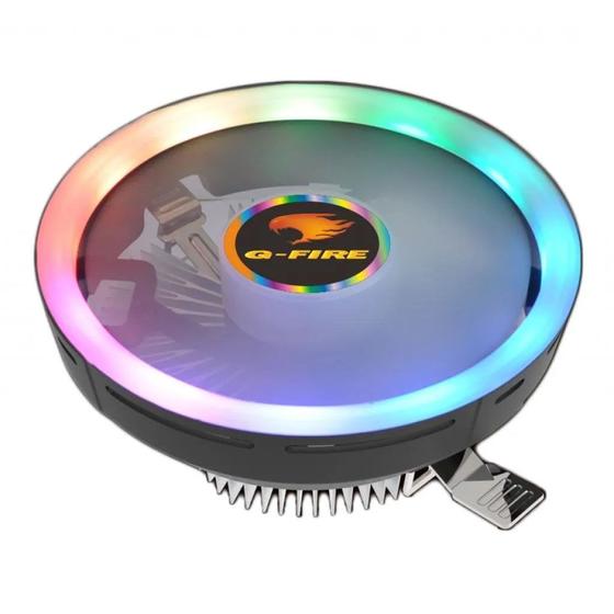 Imagem de Cooler Processador Com LED RGB Rainbow 120mm Intel AMD Conexão 4 Pinos Hidráulico Silencioso Preto