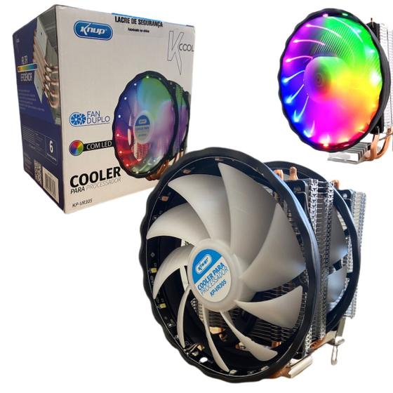 Imagem de Cooler universal para processador fan duplo rgb 120mm kp-vr305