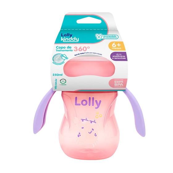 Imagem de Copo 360 Lolly de Treinamento Oceano com Alça Rosa 250ml