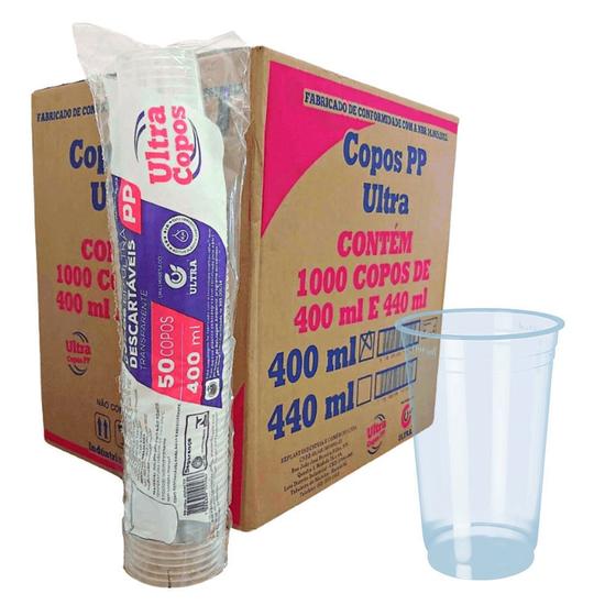 Copo 400Ml Descartavel Liso Transparen Pp Caixa C/1000 Ultra Menor preço em Copo 400Ml Descartavel Liso Transparen Pp Caixa C/1000 Ultra