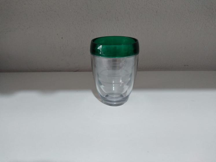 Imagem de Copo 400ml transparente com borda verde  policarbonato