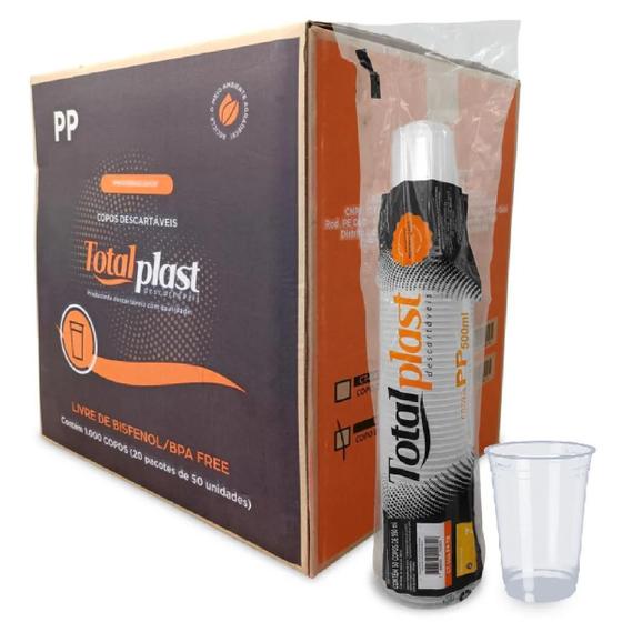 Imagem de Copo 500Ml Descartável Liso Caixa C/1000 Transparente Chopp