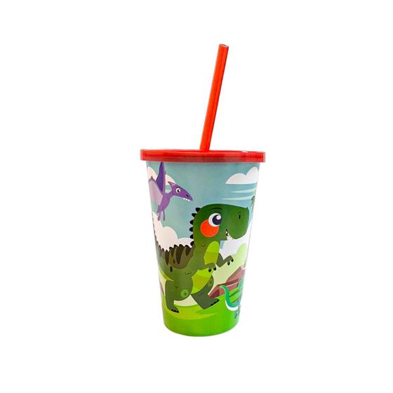 Imagem de Copo 550ml com Canudo - Temas Oceano Dino Astronauta