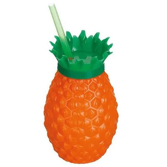 Imagem de Copo Abacaxi C/canudo 300ml - Laranja