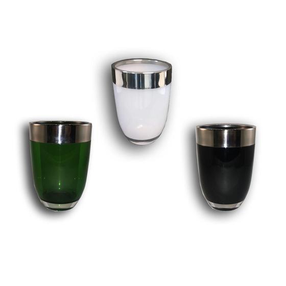 Imagem de Copo Acrílico 300 Ml Com Detalhe Cromado Ky742 Branco