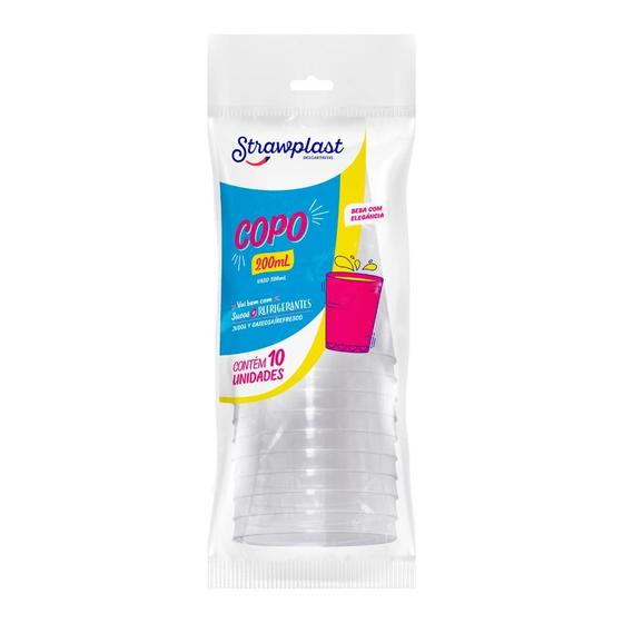 Imagem de Copo Acrílico Cristal 200ml Strawplast com 10 unidades