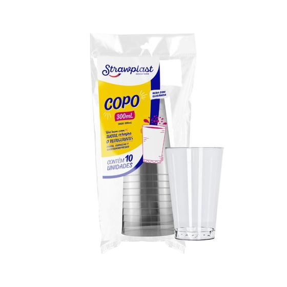 Imagem de Copo Acrílico Cristal 300ml Strawplast com 10 unidades