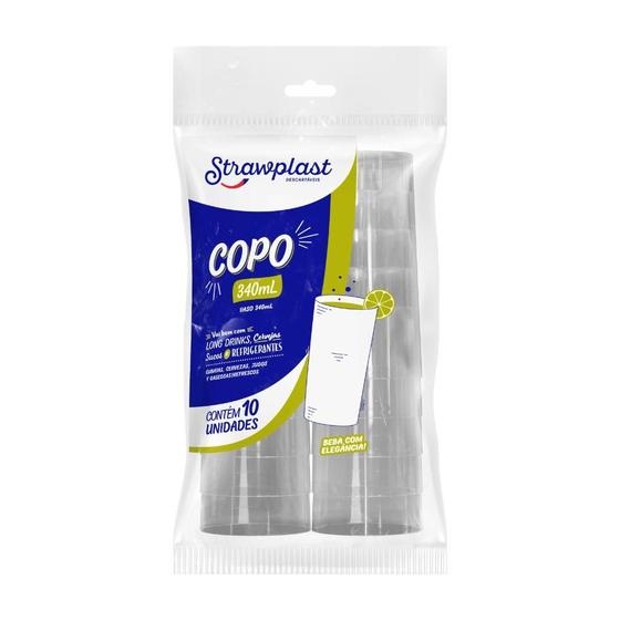 Imagem de Copo Acrílico Cristal 340ml Strawplast com 10 unidades