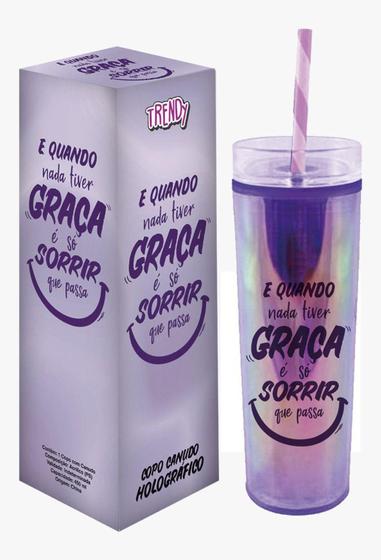 Imagem de Copo Alto Astral 450ml - É só sorrir que passa - Trendy