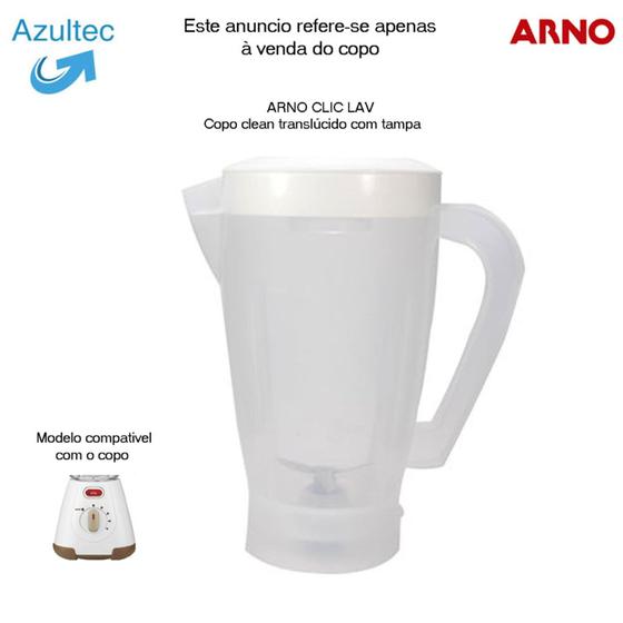 Imagem de COPO ARNO CLIC LAV CLEAN TRANSLÚCIDO COM TAMPA Código: 3441