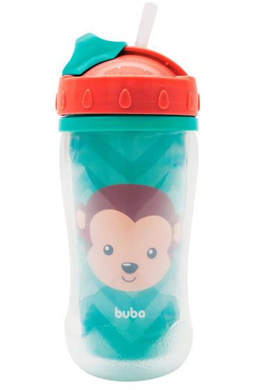 Imagem de Copo Bebê Treinamento Com Canudo 320ml Animal Fun Macaco Buba