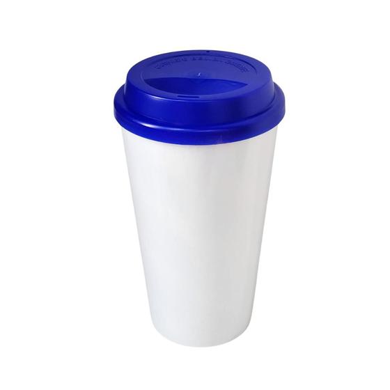 Imagem de Copo Buck 500ml Branco com Tampa Azul Escuro