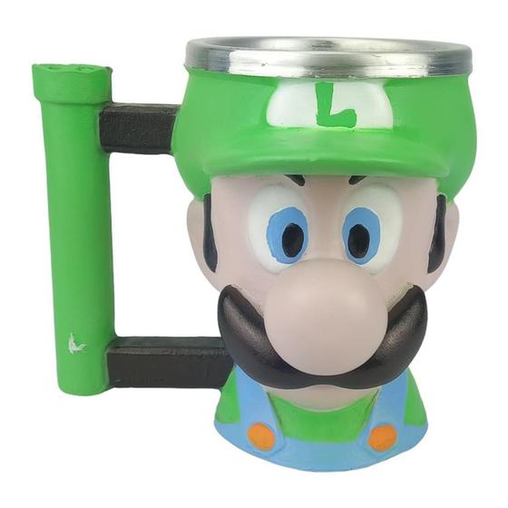 Imagem de Copo Caneca Resina 3D Luigi Super Mario Geek Game