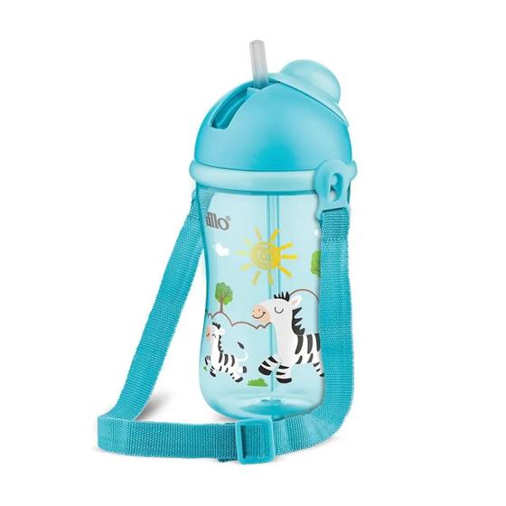 Imagem de Copo Cantil Transição Lillo Infantil Decorado 390 ml Silicone de 1 a 3 Anos Antivazamento C Canudo