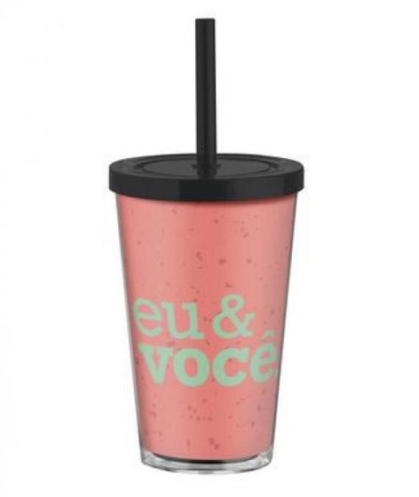 Imagem de Copo canudo 550ml rosa voce e eu   eu e voce 004203318r