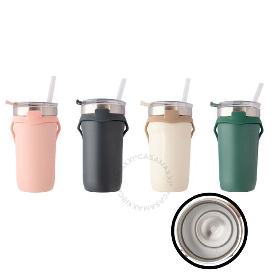 Imagem de Copo Canudo Termico Pegador 550Ml Aco Inox