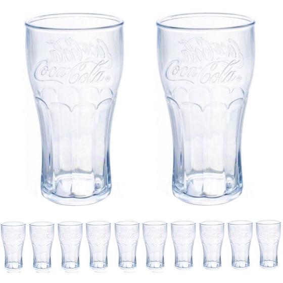 Imagem de Copo Coca Cola Linha Cristal Plástico 530ml Jogo com 12 Copos