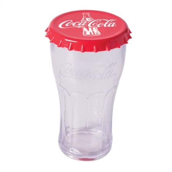 Imagem de Copo Coca-Cola Transparente C/ Tampa Vermelha 530mL 16x10Cm