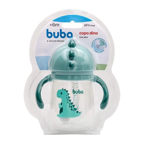 Imagem de Copo Com Alça Removível Dino 240ml Verde Claro 11826 Buba